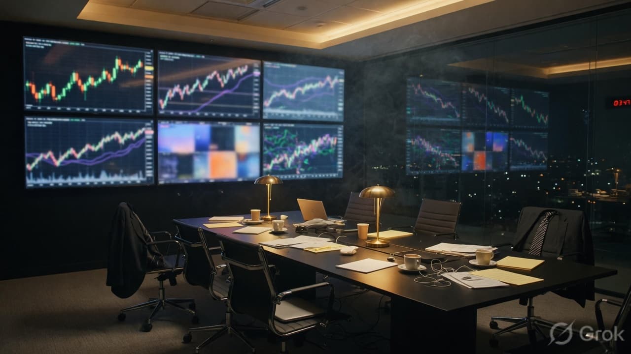A late-night finance working room